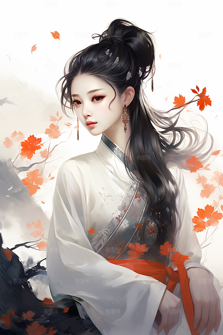 新中式美女中国风唯美插画