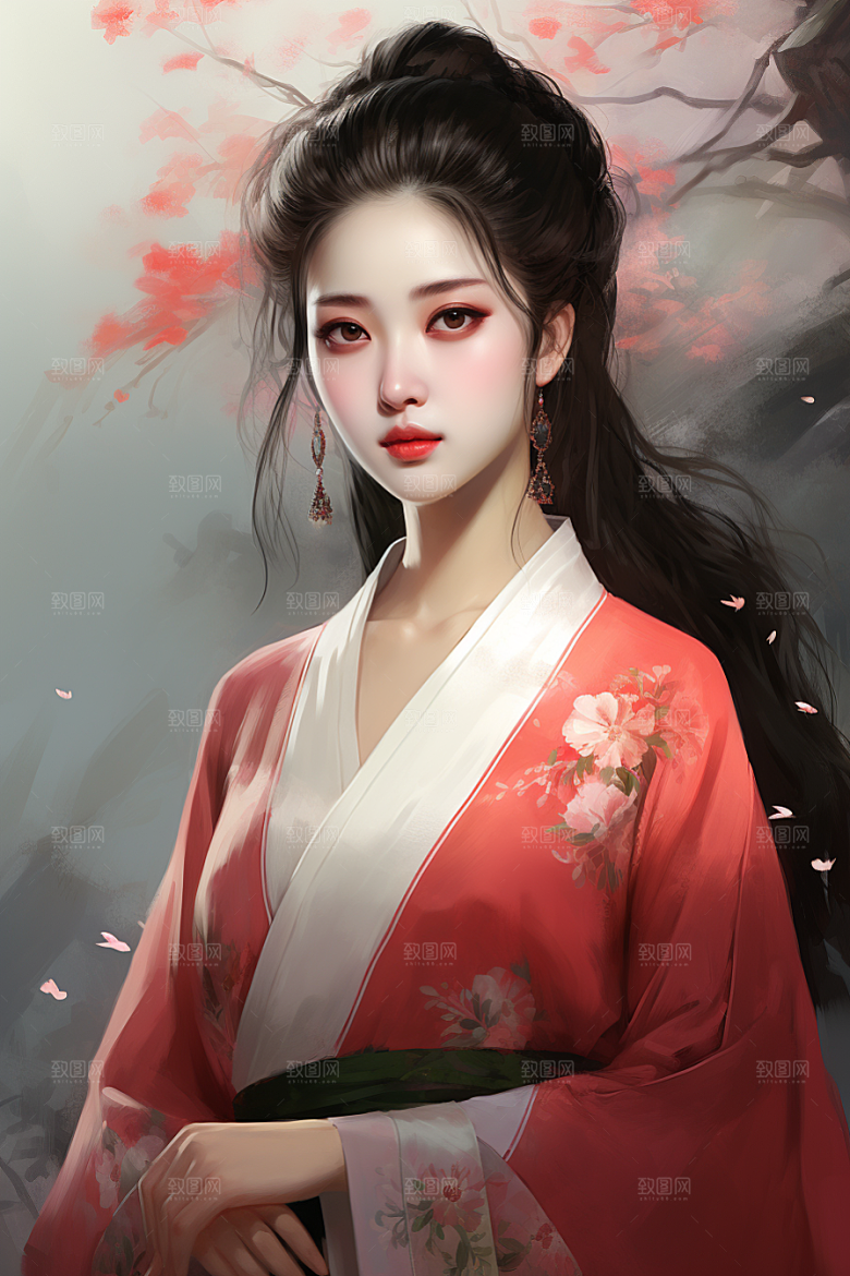 新中式美女高清中国风插画