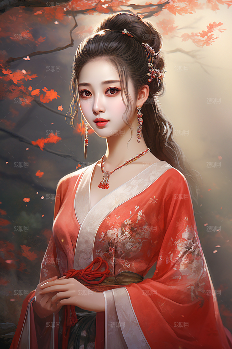 新中式美女高清中国风插画
