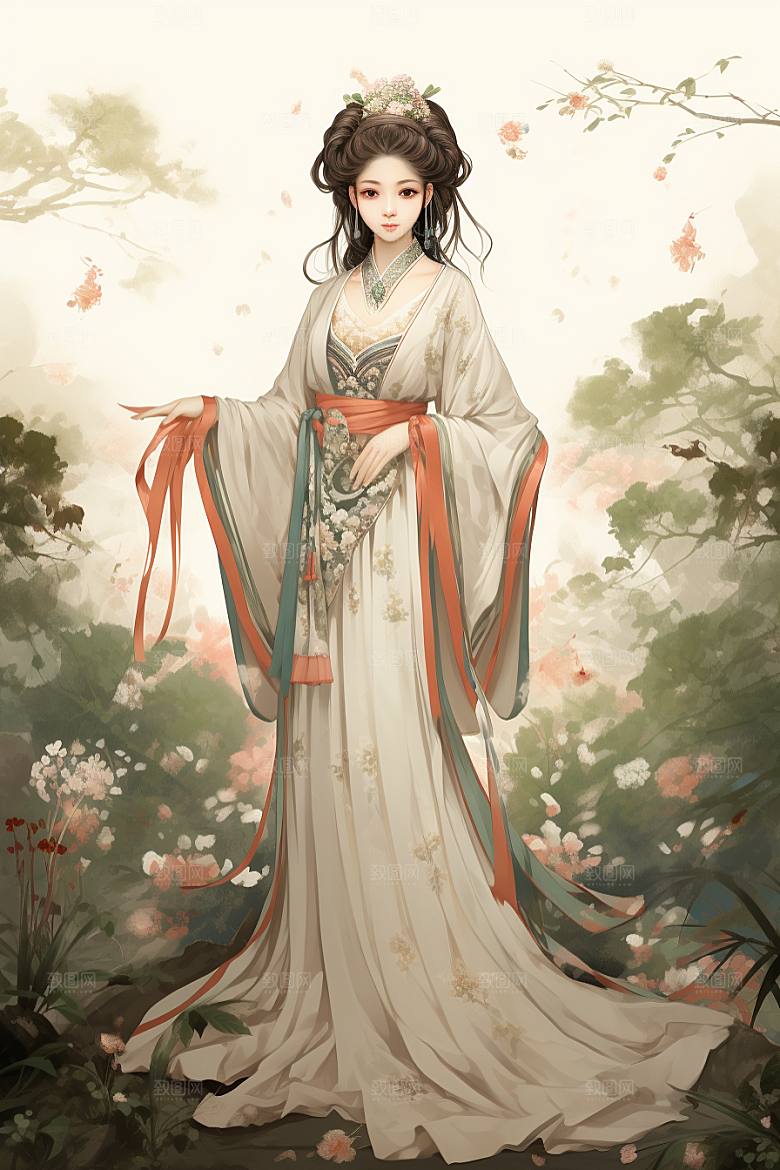新中式美女文艺中国风插画