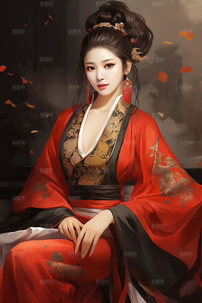 新中式美女唯美中国风插画