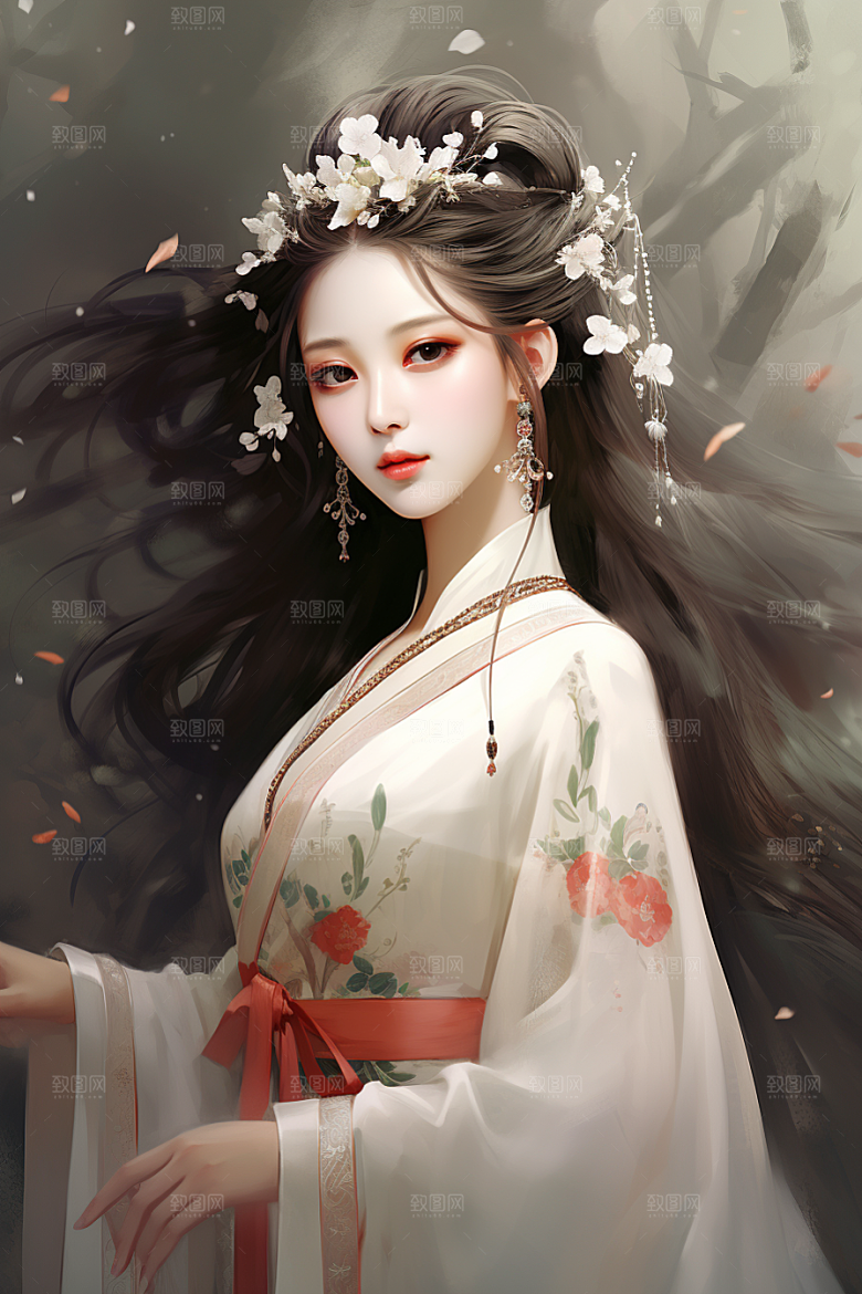 新中式美女艺术温婉插画