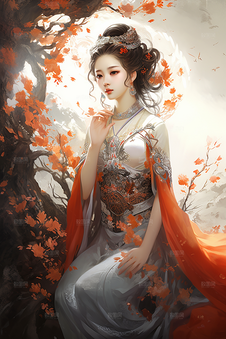 新中式美女中国风中国风插画