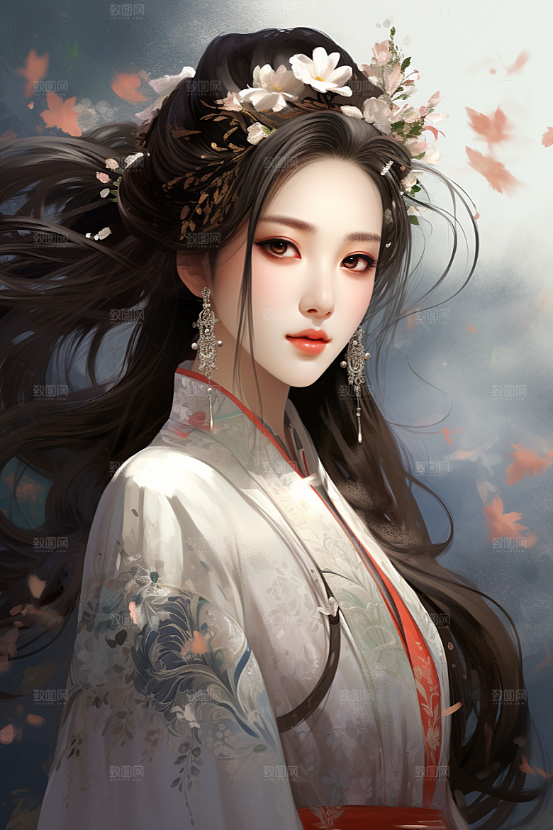 新中式美女中国风手绘插画