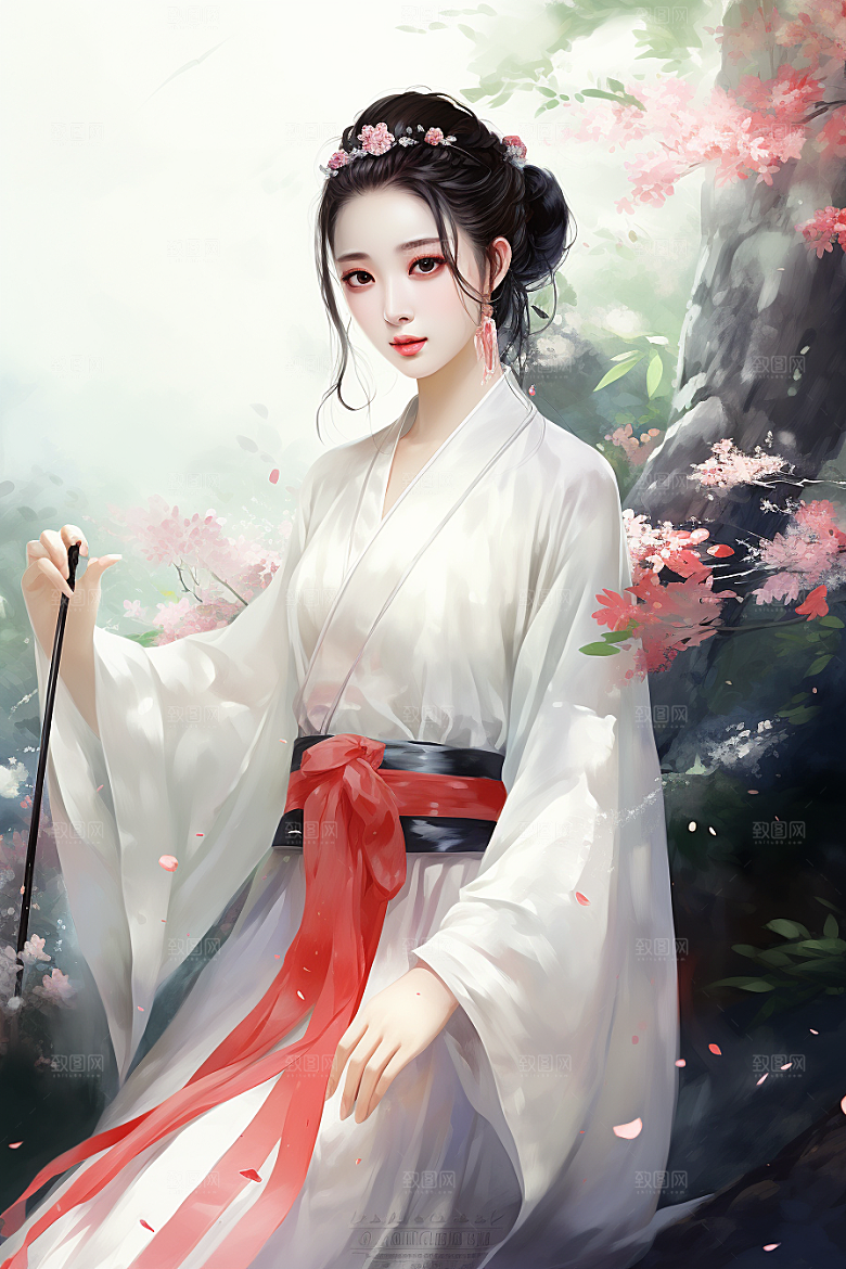 新中式美女温婉中国风插画