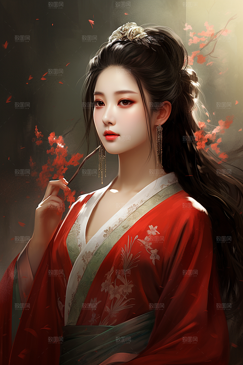 新中式美女高清温婉插画
