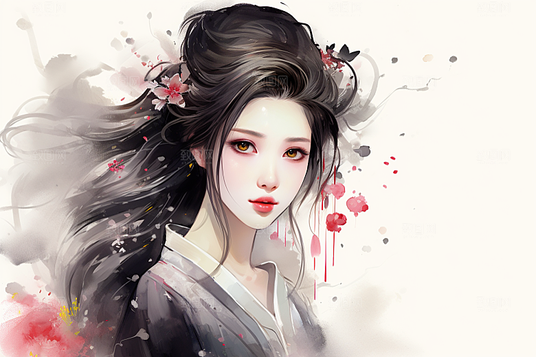 新中式美女唯美中国风插画