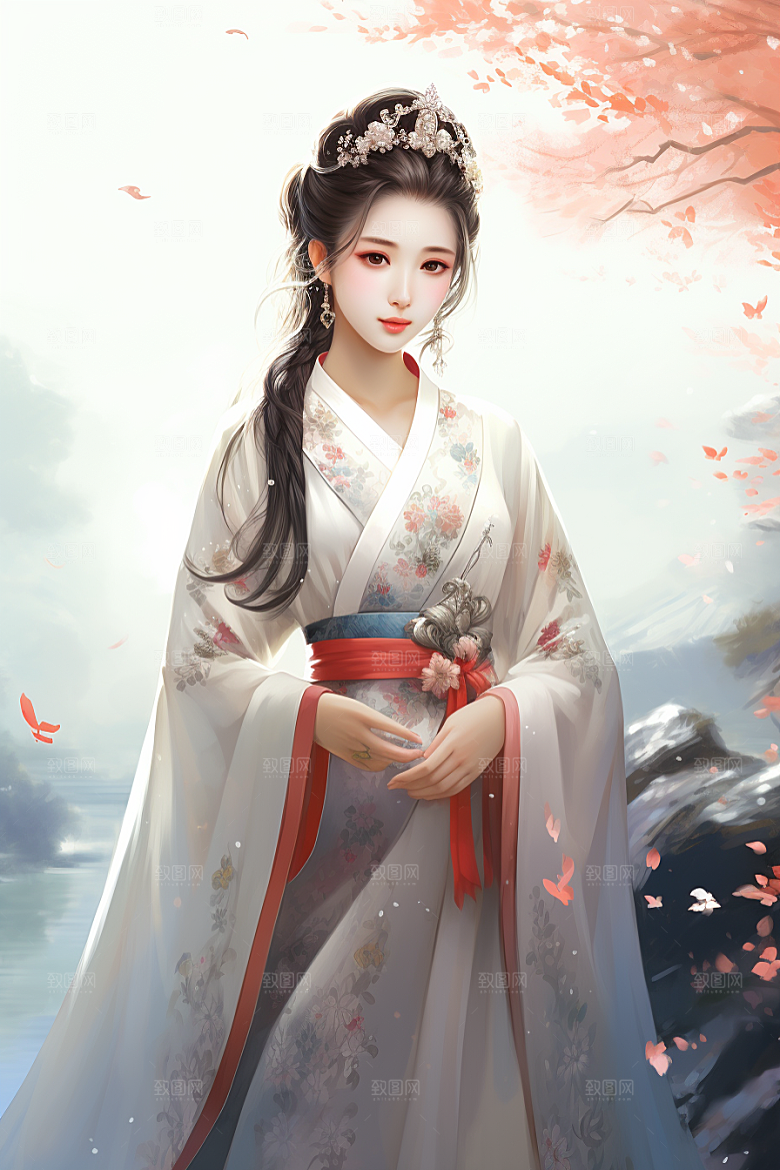 新中式美女高清温婉插画