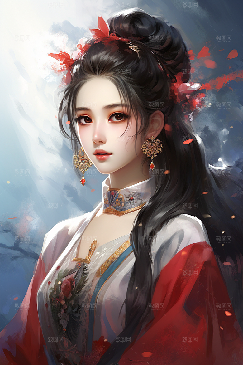新中式美女中国风唯美插画