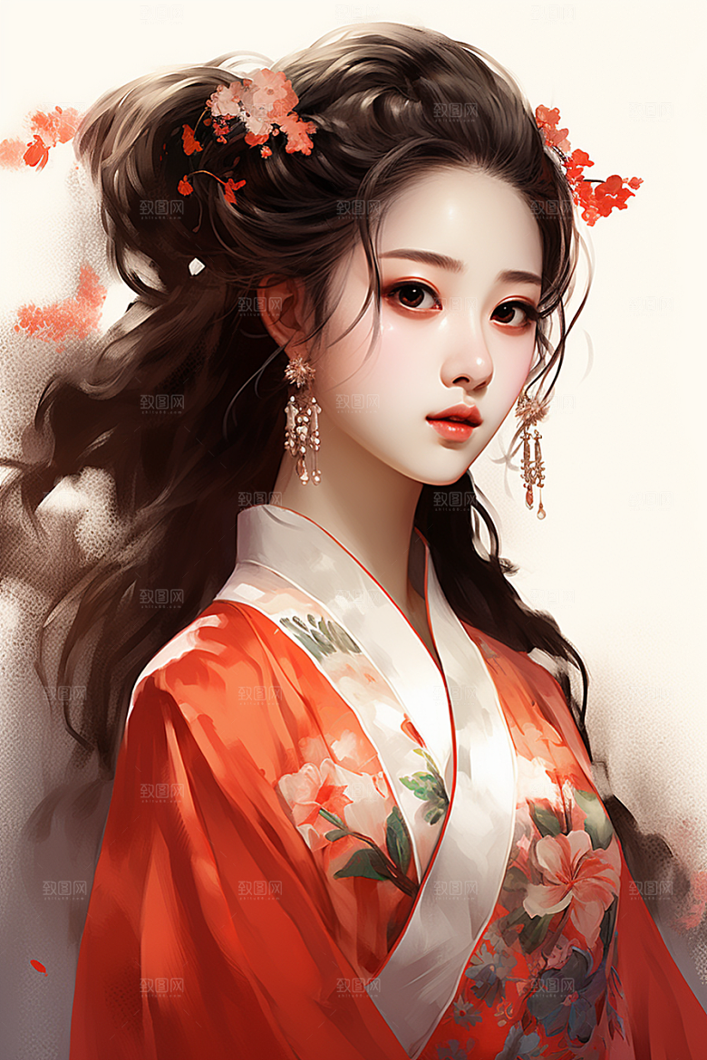 新中式美女温婉唯美插画