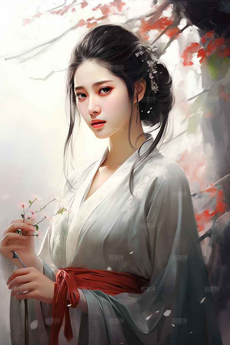 新中式美女唯美艺术插画