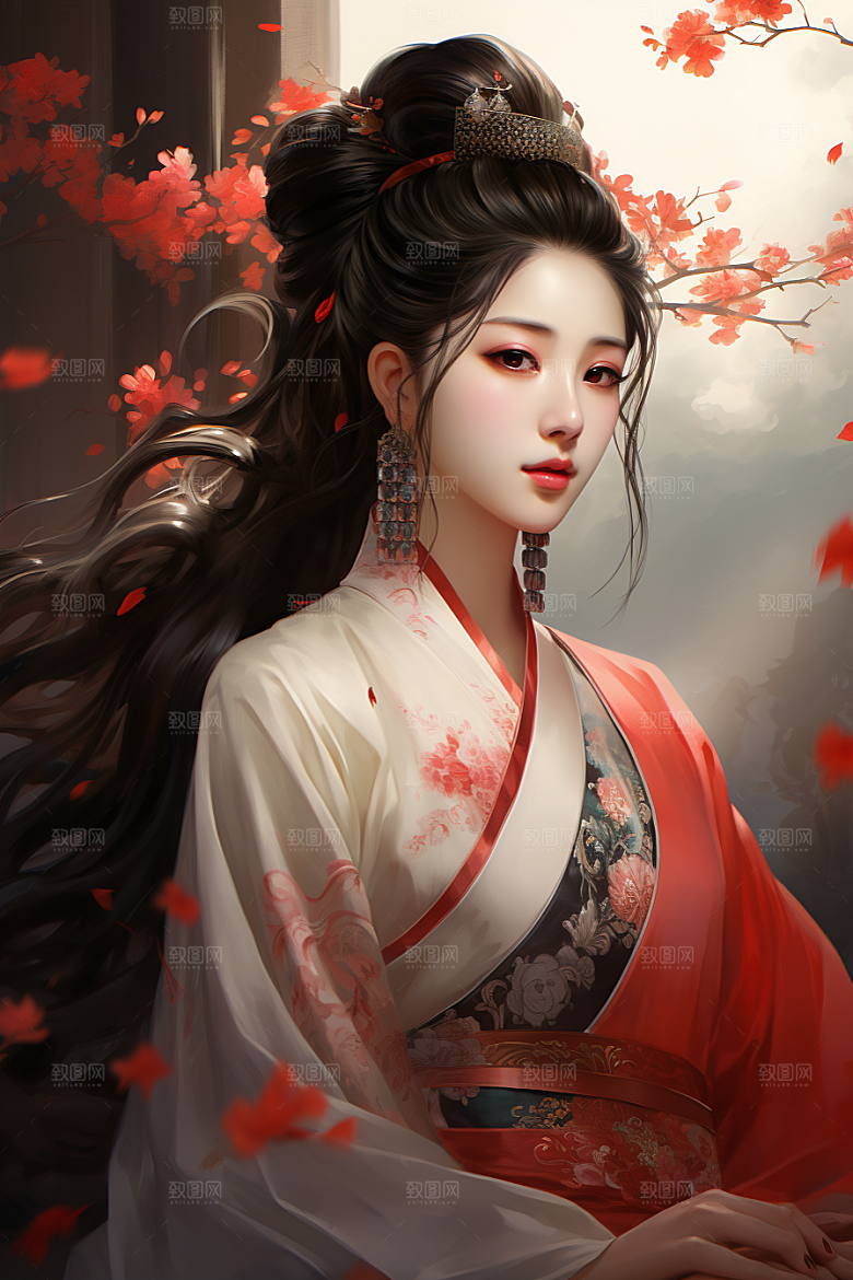 新中式美女中国风文艺插画