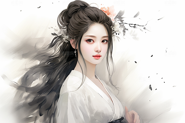 新中式美女中国风艺术插画