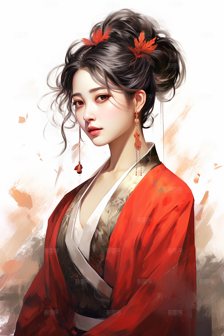 新中式美女文艺唯美插画