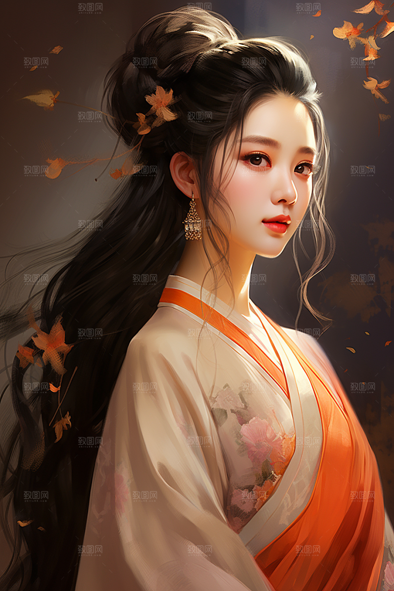 新中式美女温婉文艺插画