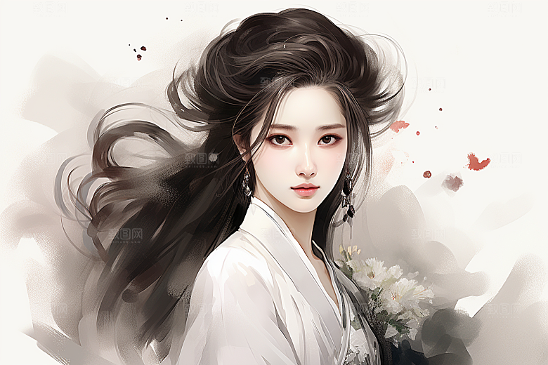 新中式美女中国风艺术插画