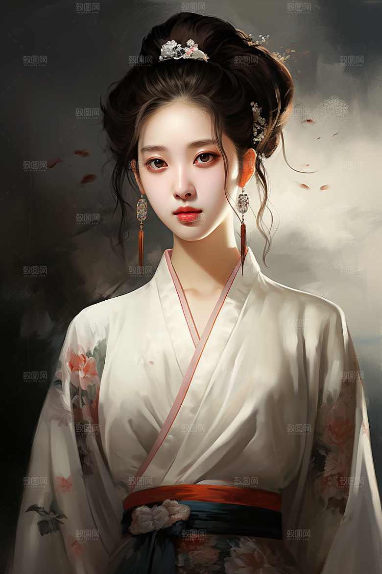 新中式美女中国风唯美插画