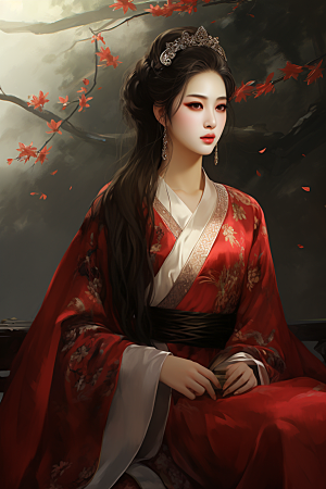 新中式美女艺术中国风插画