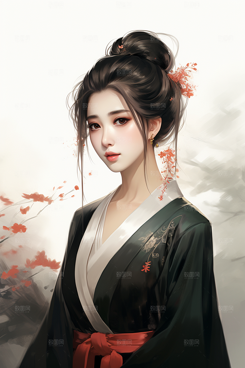 新中式美女文艺中国风插画