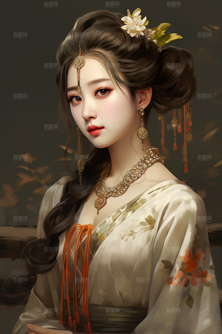 新中式美女文艺中国风插画