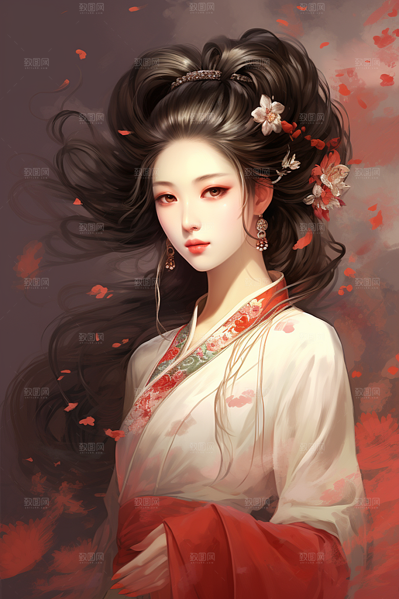 新中式美女唯美中国风插画