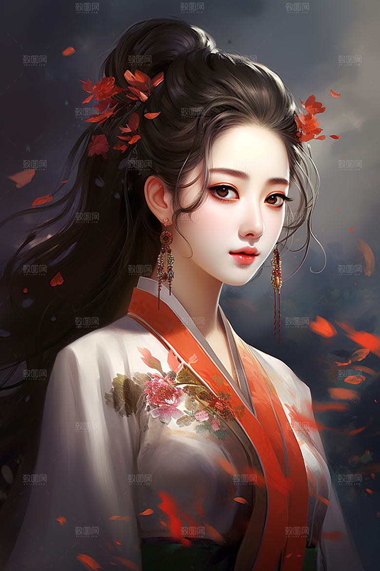 新中式美女文艺中国风插画