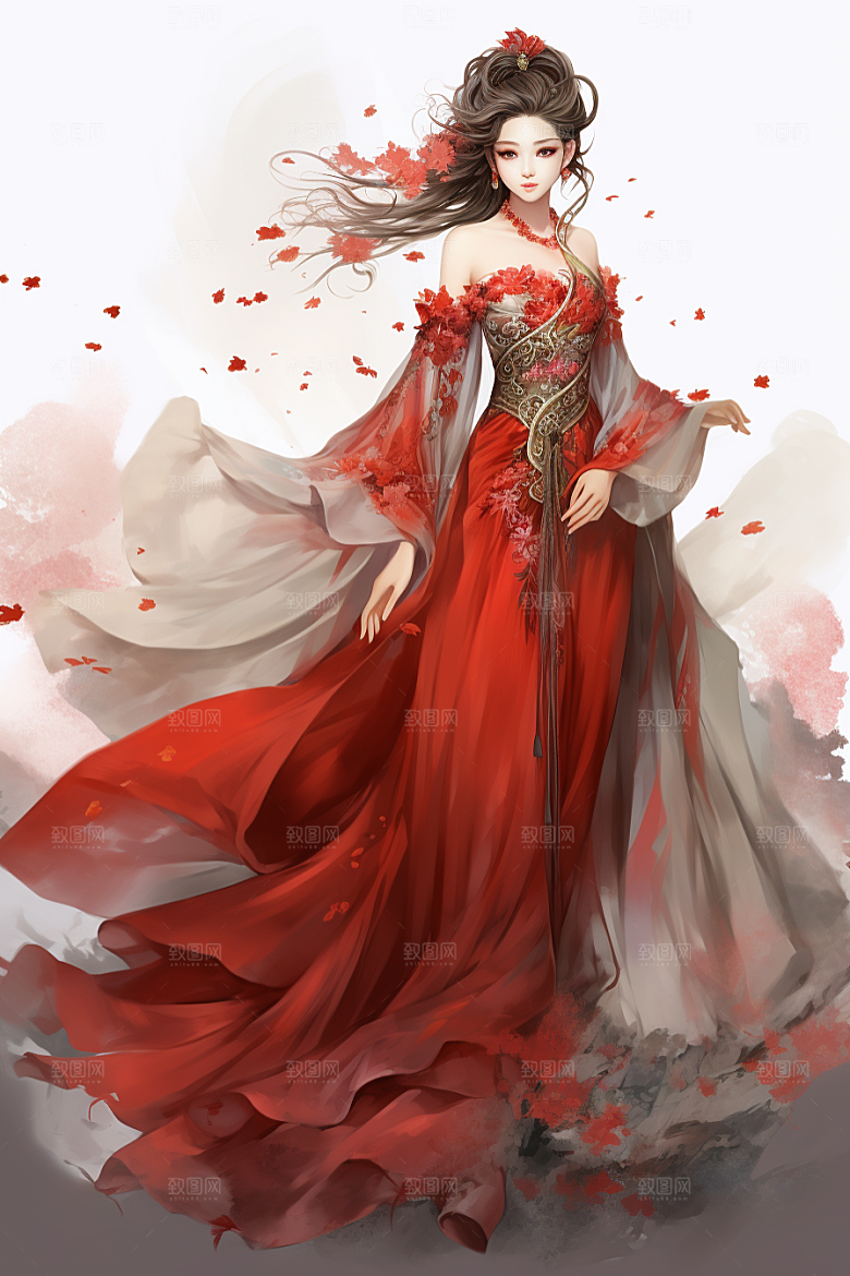 新中式美女中国风中国风插画