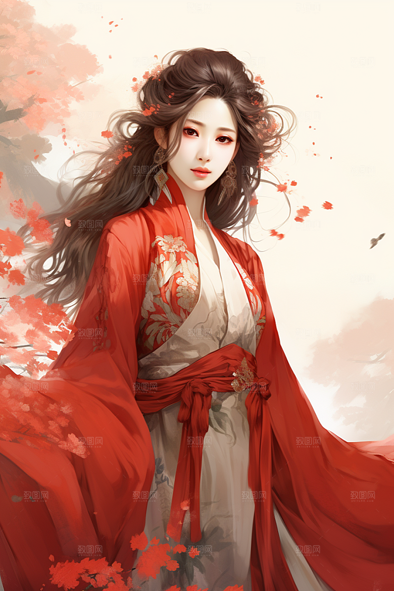 新中式美女文艺中国风插画