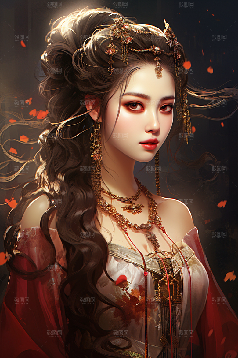 新中式美女温婉唯美插画
