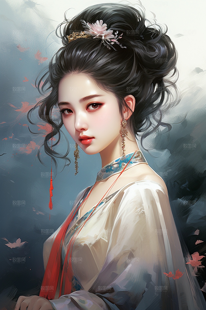 新中式美女高清文艺插画