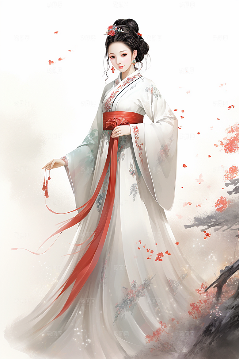 新中式美女文艺中国风插画