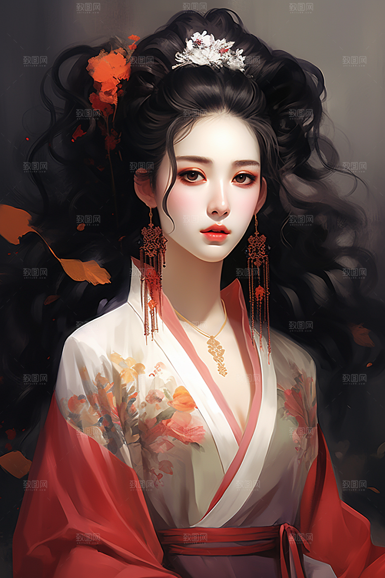 新中式美女中国风唯美插画