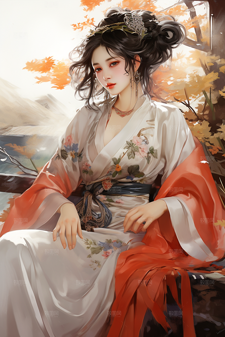 新中式美女艺术温婉插画