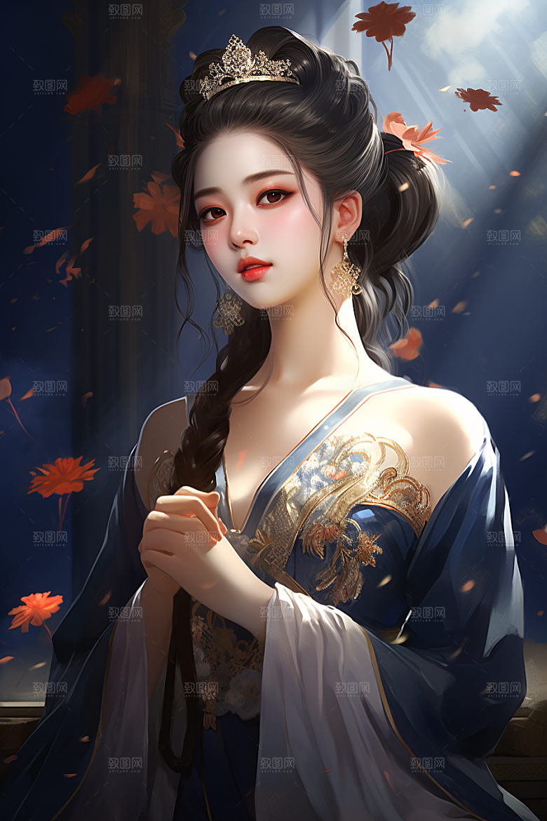 新中式美女中国风手绘插画