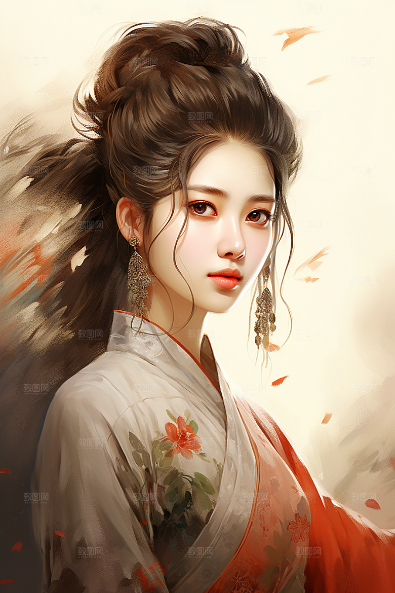 新中式美女中国风手绘插画