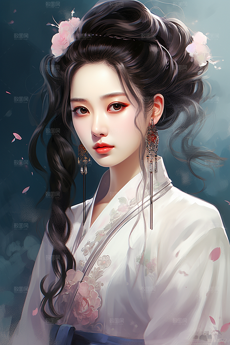 新中式美女温婉唯美插画
