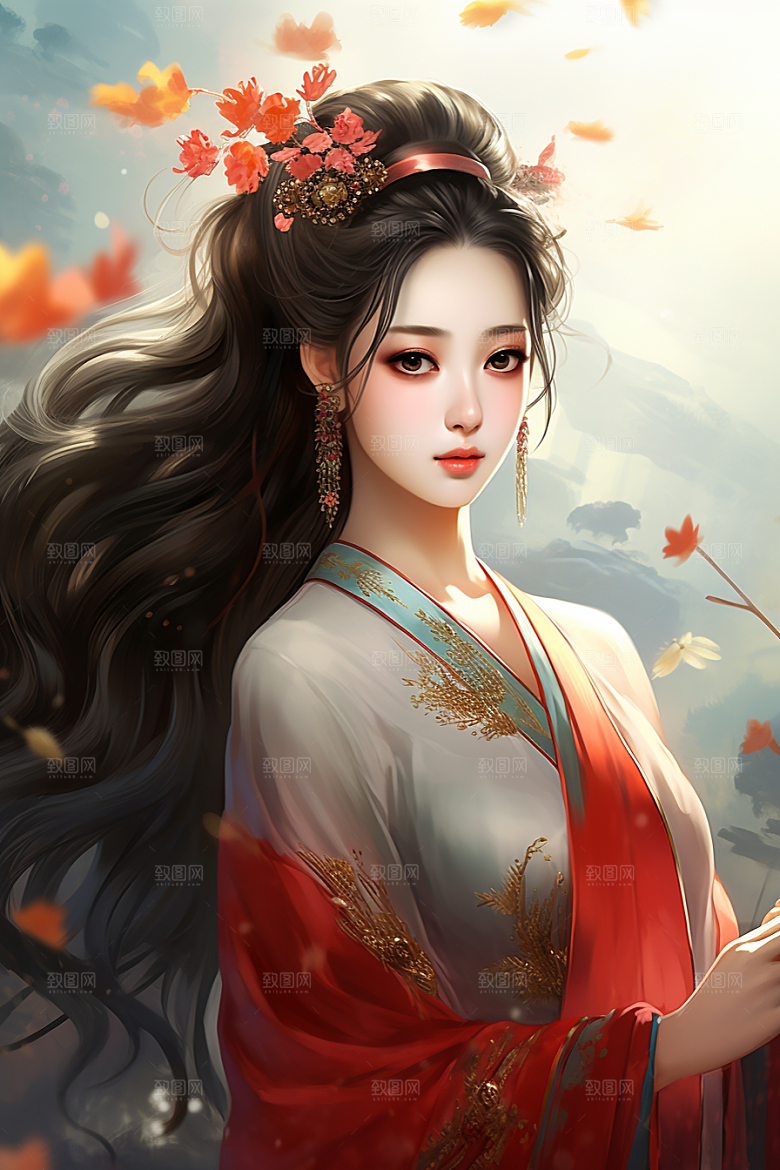 新中式美女唯美温婉插画