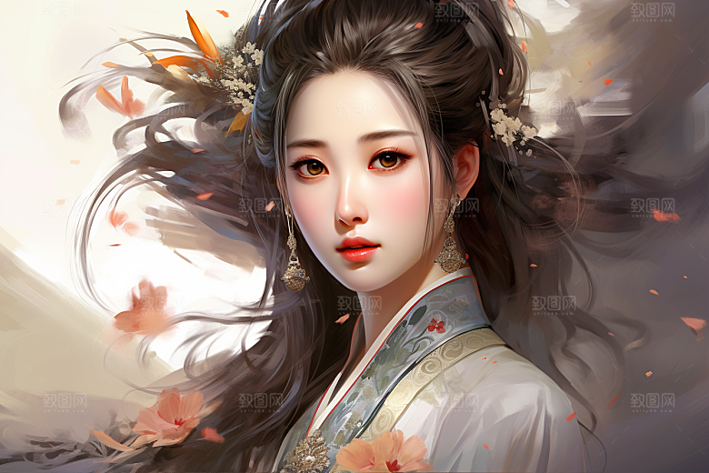 新中式美女文艺中国风插画