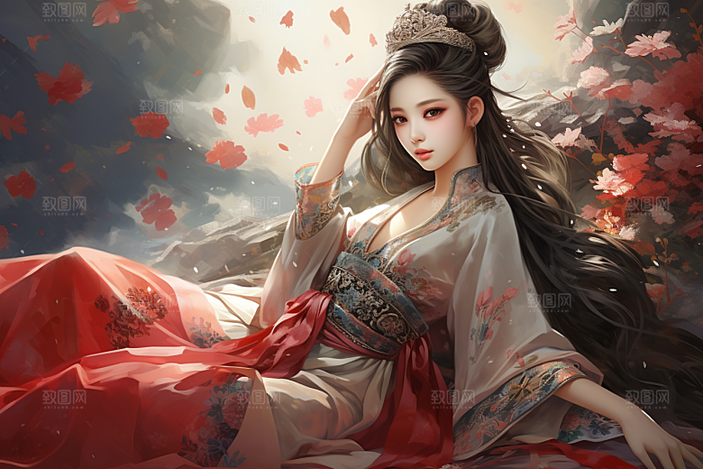 新中式美女中国风手绘插画