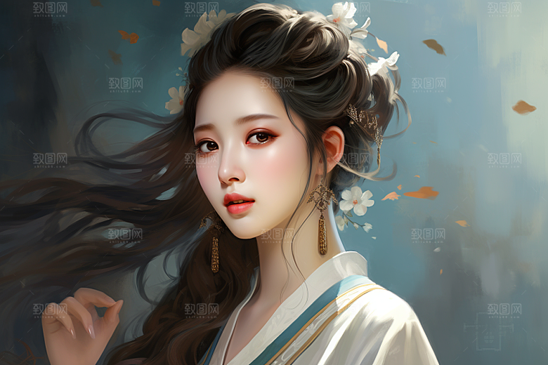 新中式美女文艺中国风插画