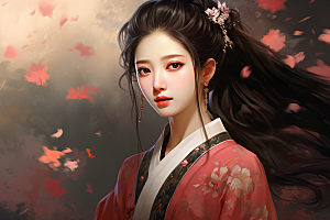 新中式美女文艺温婉插画