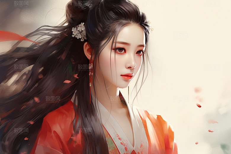 新中式美女高清中国风插画