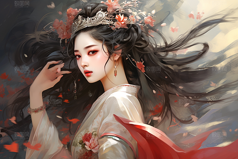 新中式美女艺术温婉插画