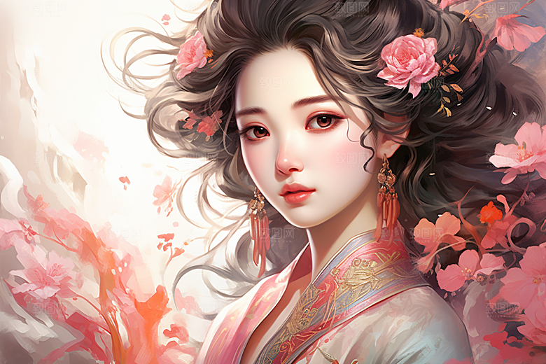 新中式美女温婉中国风插画