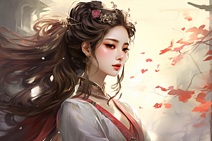 新中式美女高清唯美插画