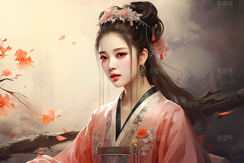 新中式美女文艺中国风插画
