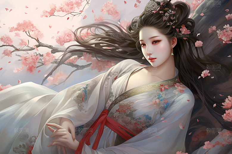 新中式美女温婉唯美插画