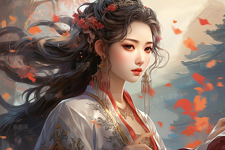 新中式美女温婉中国风插画