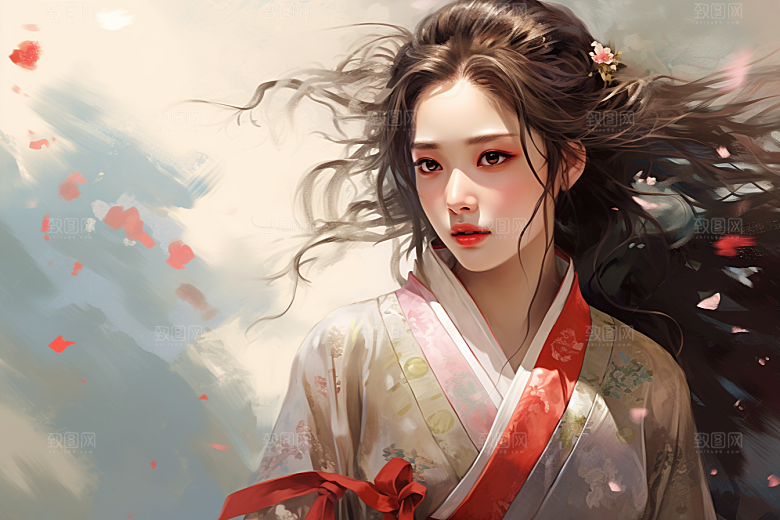新中式美女文艺中国风插画