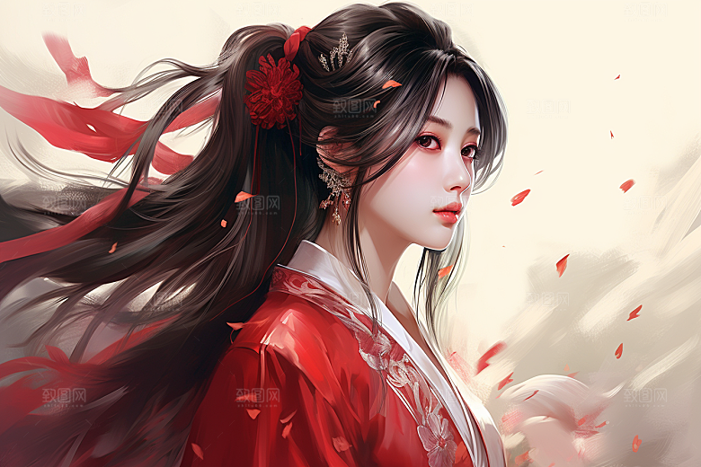 新中式美女高清温婉插画